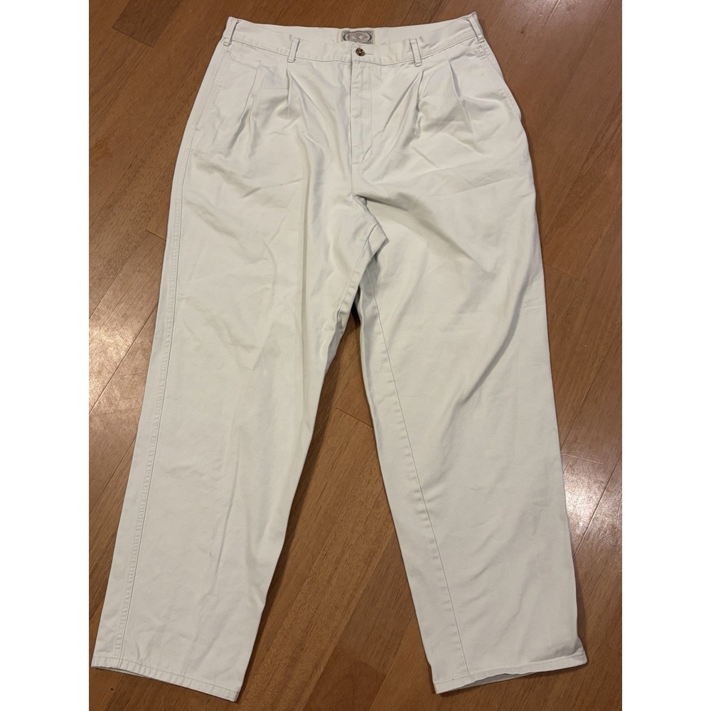 Vintage Abercrombie & Fitch Pleated Chino Pants 36x32 Khaki Baggy USA Hong Kong